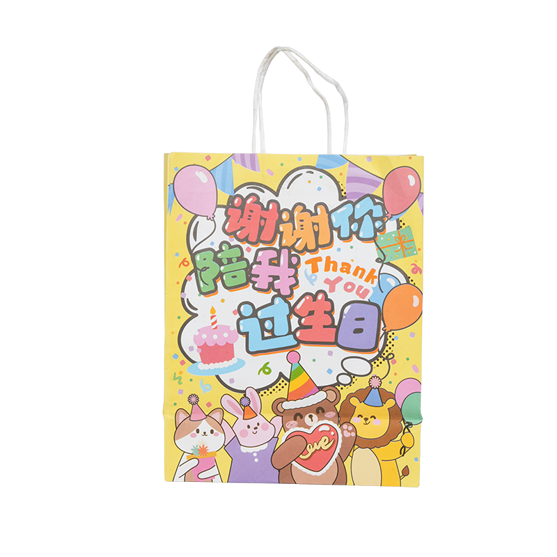 휴일을 테마로 한 세로형 크래프트 종이 토트백