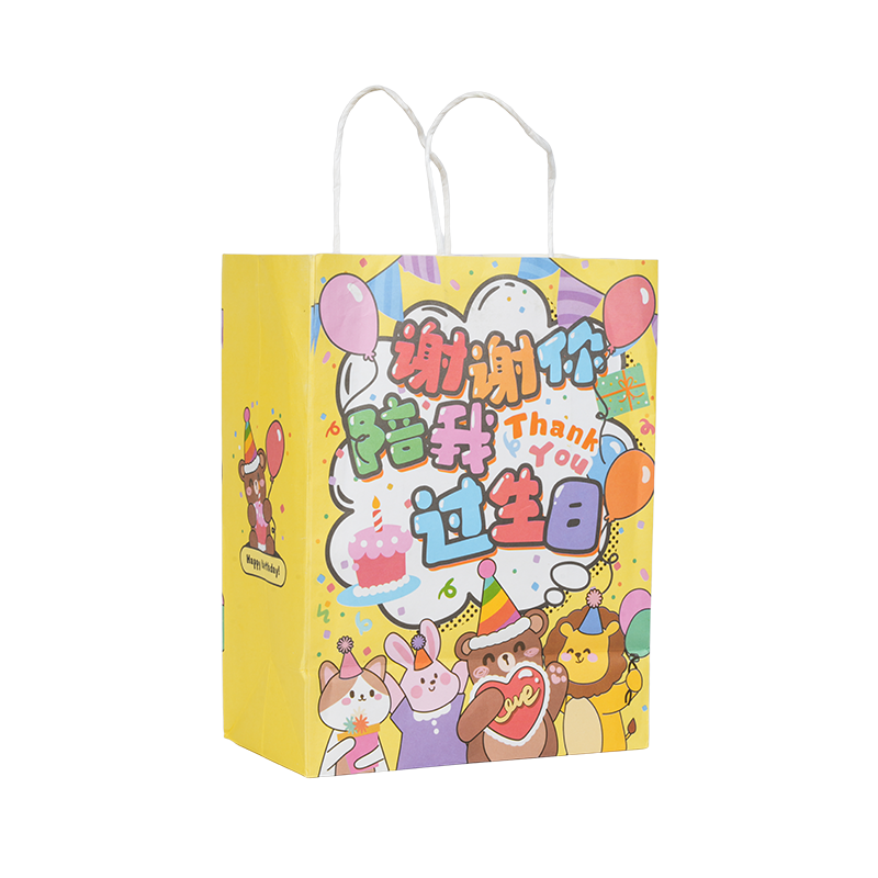 휴일을 테마로 한 세로형 크래프트 종이 토트백